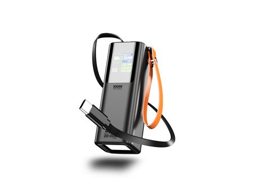 BIGEE MAX: BATTERY 20 000MAH WITH USB C POWER DELIVERY FOR NOTEBOOK & BUILT IN USB C CABLE