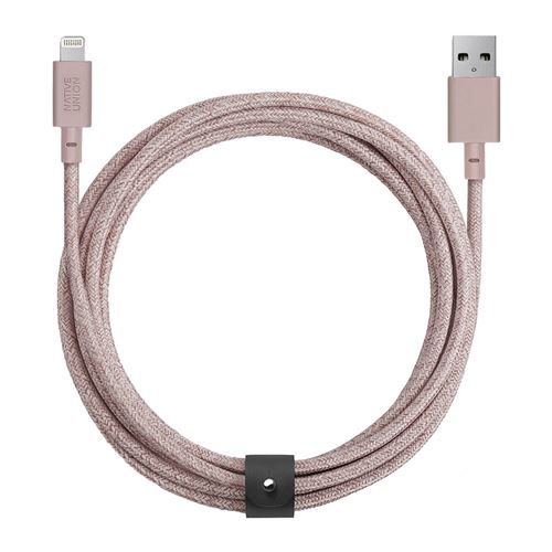 Native Union Belt Lightning naar USB Kabel Roos - 3M