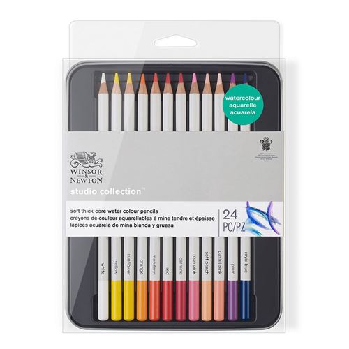 Boîte métal 24 crayons aquarellables Winsor et Newton