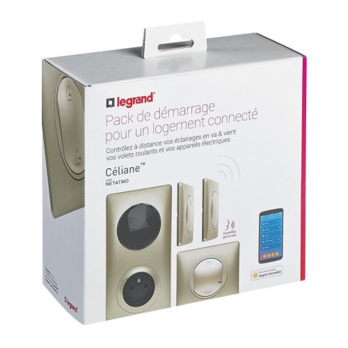 Kit de démarrage pour logement connecté Legrand Céliane with Netatmo Métal Titane avec plaque
