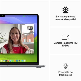 Apple MacBook Air 15,3'''' 512Go SSD 16Go RAM Puce M3 CPU 8 cours GPU 10 cours Gris sideral Nouveau