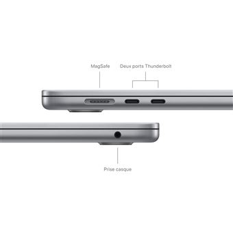 Apple MacBook Air 15,3'''' 512Go SSD 16Go RAM Puce M3 CPU 8 cours GPU 10 cours Gris sideral Nouveau