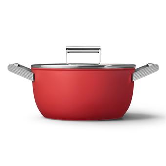 Faitout Smeg CKFC2411RDM 24 cm Rouge avec couvercle en verre