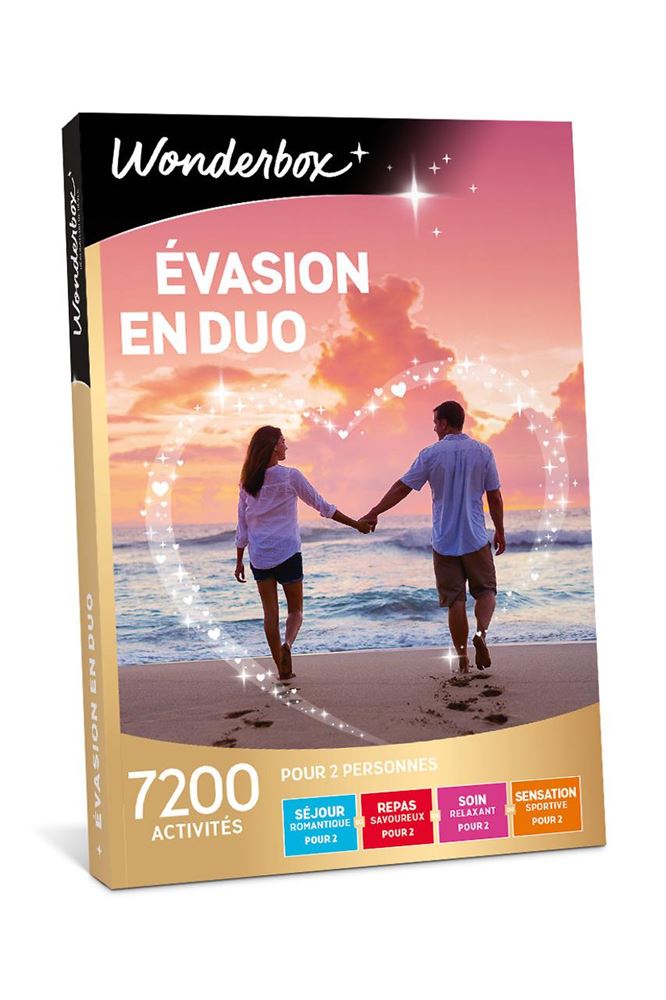 Wonderbox - Coffret cadeau duo - WEEK-END EN AMOUREUX - 2900 séjours  romantiques, Multicolore, 1 Unité (Lot de 1) & Coffret Cadeau Bulle de Bien  Etre : : Beauté et Parfum
