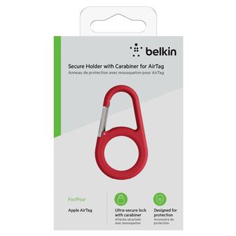 Anneau de protection avec mousqueton pour AirTag Belkin Rouge