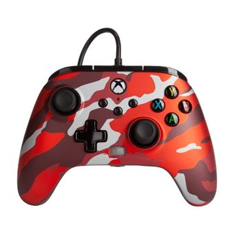 Manette filaire améliorée PowerA pour Xbox Séries X/S Camouflage Rouge Métallique - 1