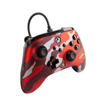 Manette filaire améliorée PowerA pour Xbox Séries X/S Camouflage Rouge Métallique