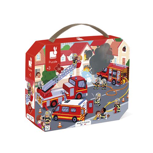 Puzzle enfant 24 pièces Janod Pompiers