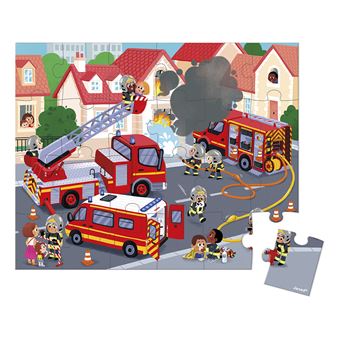 Puzzle enfant 24 pièces Janod Pompiers