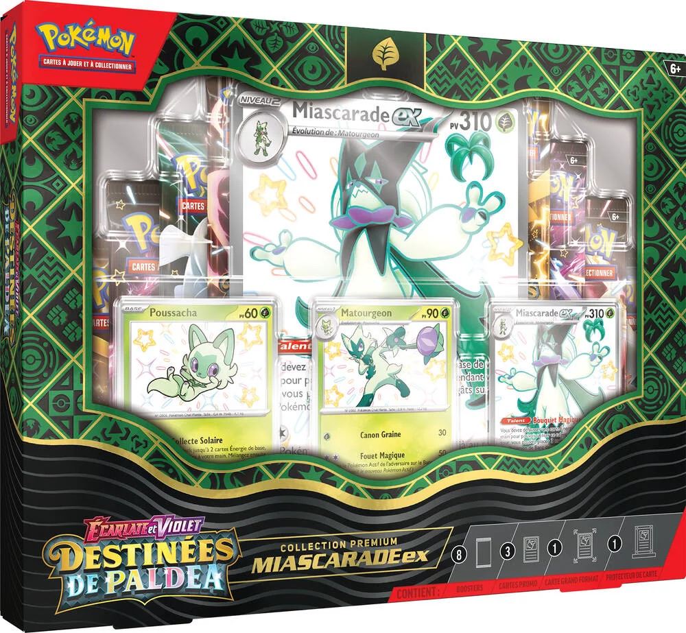 Carte à collectionner Pokémon Coffret Premium Destinées de Paldea Miascarade ex Modèle aléatoire