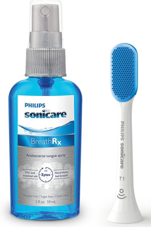 Kit dentaire Philips Sonicare TongueCare+ avec Brosse-langue clipsable et Spray antibactérien HX8071/17