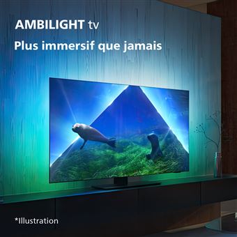 TV OLED Philips 77OLED848 194 cm Ambilight 4K UHD 120HZ Smart TV 2023 Chrome satiné