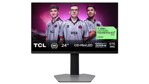 Ecran PC gaming QD-Mini LED Tcl 24G645 24 300 Hz Full HD Noir et Gris