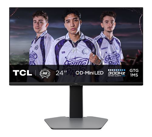Ecran PC gaming QD-Mini LED Tcl 24G645 24 300 Hz Full HD Noir et Gris