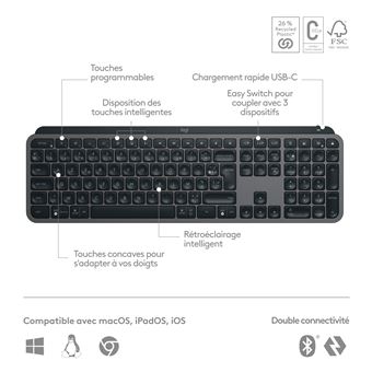 Clavier Sans Fil Azerty Logitech MX Keys S Graphite