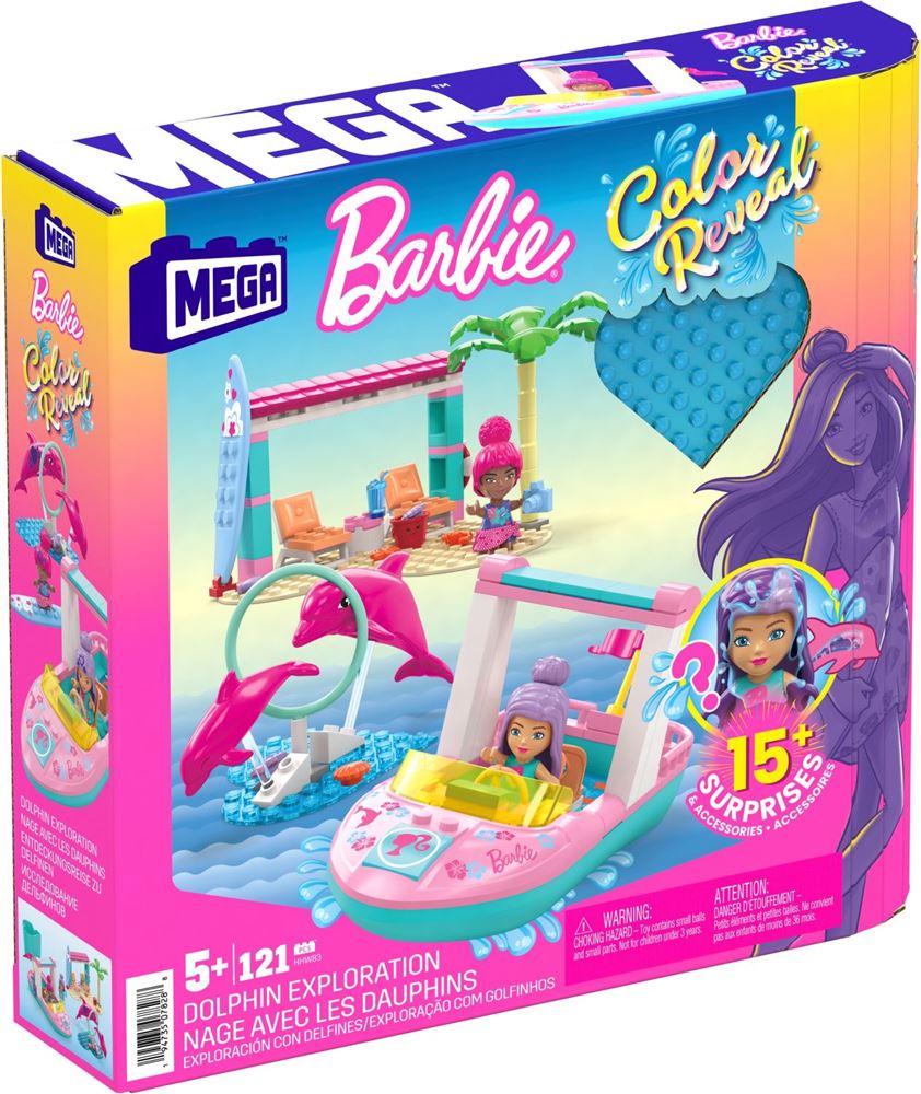Jeu de construction Mega Bloks Mega Construx Barbie Color Reveal Nage avec les dauphins Autres jeux de construction Achat prix fnac
