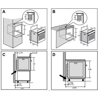 Four Multifonction+, 73l, Pyrolyse, A+ avec Porte Froide, Fermeture Douce, Mode Chef 6 recettes, SmartAssist Cuisson Basse Temperature, Guide culinaire 35 recettes, Rail telescopique 3, inox