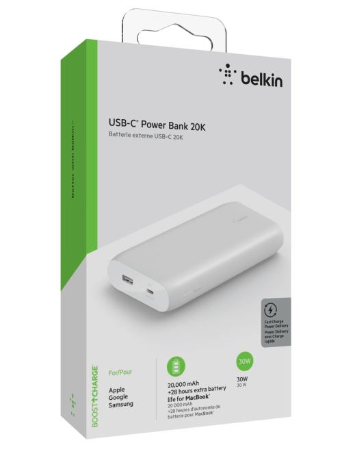 Belkin Batterie externe 20K Boost Charge avec câble USB-A vers USB-C Rose - Batterie  externe - LDLC