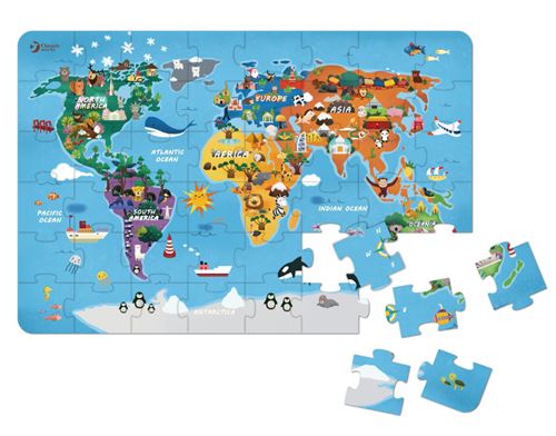 Puzzle Shok ID Carte du Monde 48 pièces
