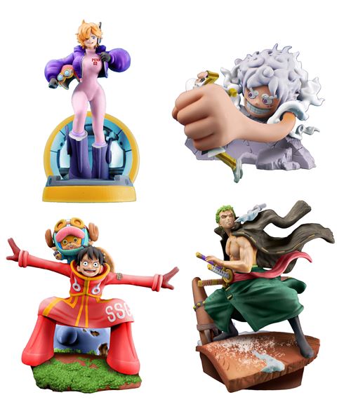 Set de 4 figurines en PVC Megahouse One Piece Petitrama Logbox Re Birth Egghead 9 cm - Megahouse