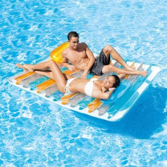 Matelas de piscine double vis à vis Intex Bleu et Orange