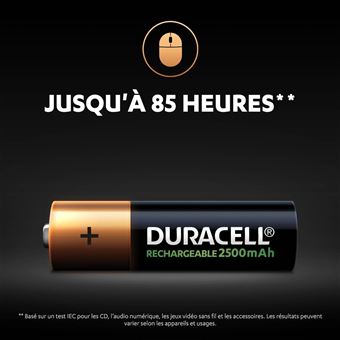 Piles AA rechargeables Duracell, 2 pièces 