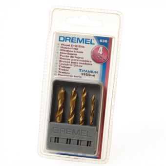 Jeu de 4 meches decolletées bois Dremel PVC 3/4/5/6 - 1