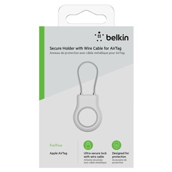 Anneau de protection avec câble métallique pour AirTag Belkin Blanc