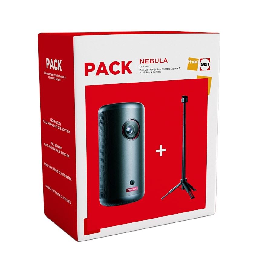 Bundle - Anker Nebula Capsule 3 Beamer Schwarz + Stativ Akku