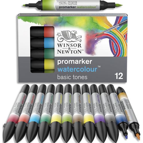 Set de 12 Feutres Winsor & Newton Promarker Watercolour Tons basiques