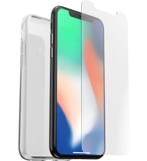 Pack 360 OtterBox Etui Clearly Protected + Protection d'écran en verre trempé pour iPhone XS