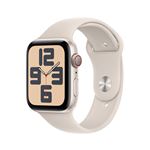 Apple Watch SE GPS + Cellular, boîtier en Aluminium Lumière Stellaire de 44 mm avec bracelet sport Lumière Stellaire S/M