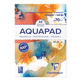 Bloc collé Clairefontaine Goldline Aquapad A5 300g