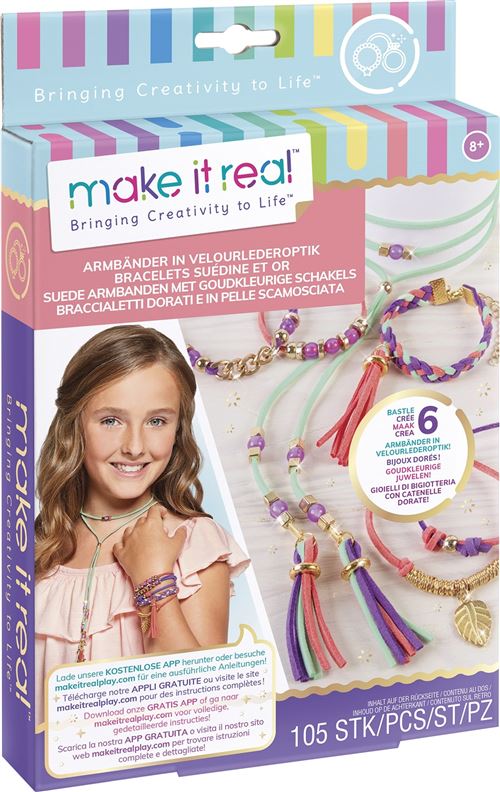 Création perle et bijou Lansay Make It Real Bracelets Suédine et Or