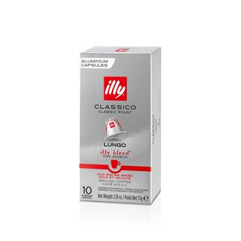 Boite de 10 Capsules café Illy Torrefaction Classique Lungo 8910 Argent et Rouge