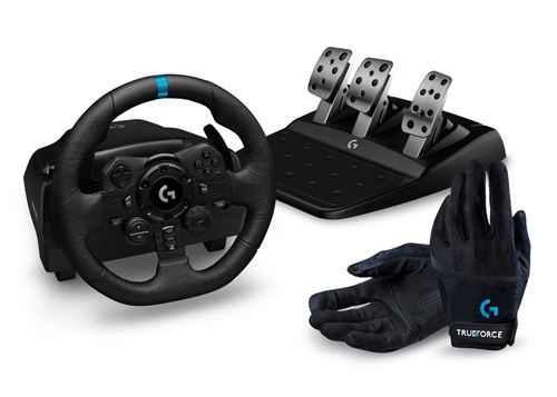 Pack Gaming Volant et Pédales Logitech G923 Trueforce pour PS4 / PS5 / PC + GANTS de course