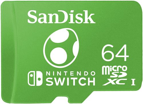 Carte mémoire microSDXC SanDisk Yoshi 64 Go Vert pour Nintendo Switch
