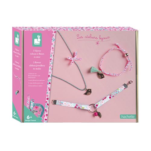 Kit créatif Janod 3 bijoux rubans a fleurs à créer