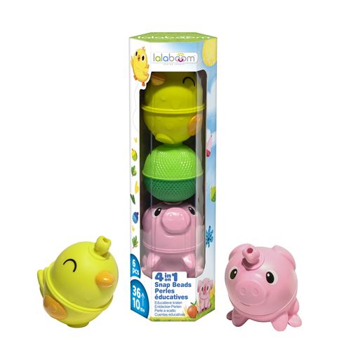Jeu d'éveil Lalaboom Tube perles éducatives Poussin et mouton 6 pièces