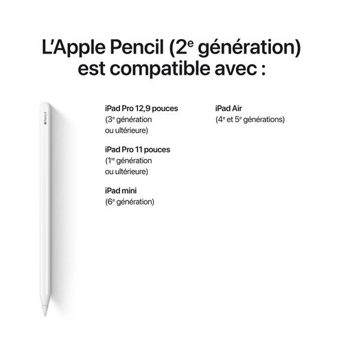 Apple Pencil 2ème génération pour iPad Pro 11'' 2eme génération et