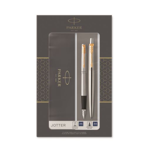 Prkr Acier Lot De 2 Stylos Parker Jotter Stylo À Bille Et Stylo Plume Argent Et Or