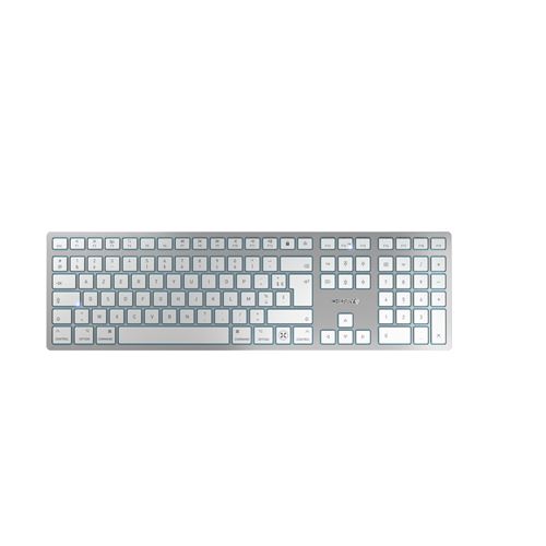 Clavier sans fil Azerty Cherry KW 9100 Slim Bluetooth Argent et Blanc pour Mac