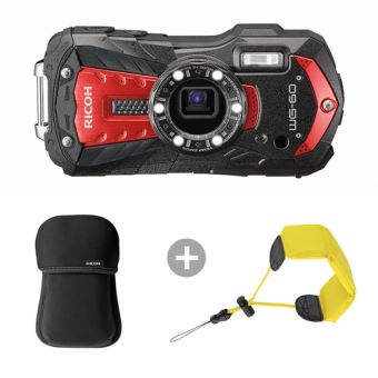 Pack Compact Ricoh WG-60 Rouge + Etui + Dragonne