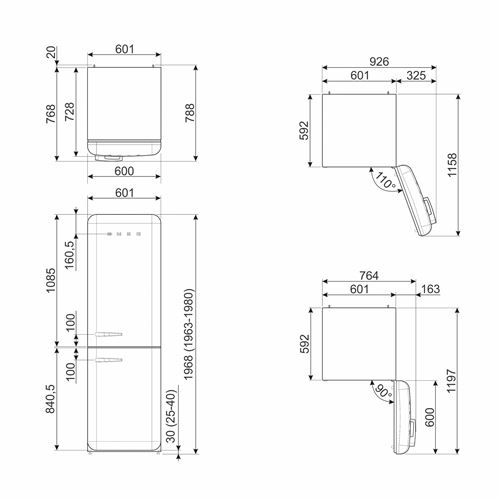 Réfrigérateur Congélateur En Bas Smeg Fab32Rrd6 Rouge