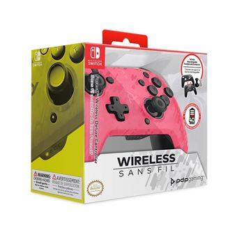 Manette Nintendo Switch sans fil Pdp Faceoff Deluxe Camouflage Rose