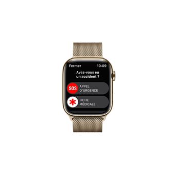 Apple Watch Series 8 GPS + Cellular, boîtier Acier inoxydable or 45mm avec Boucle Milanaise Or