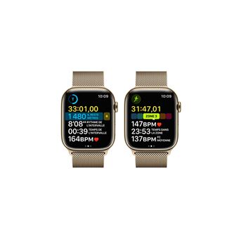 Apple Watch Series 8 GPS + Cellular, boîtier Acier inoxydable or 45mm avec Boucle Milanaise Or