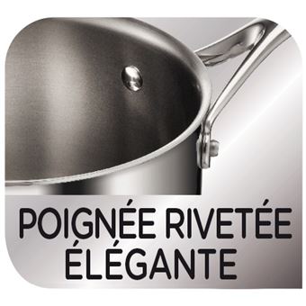 Batterie de cuisine 5 pièces Tefal Reserve Collection Inox Tri-Ply E475S544 Argent