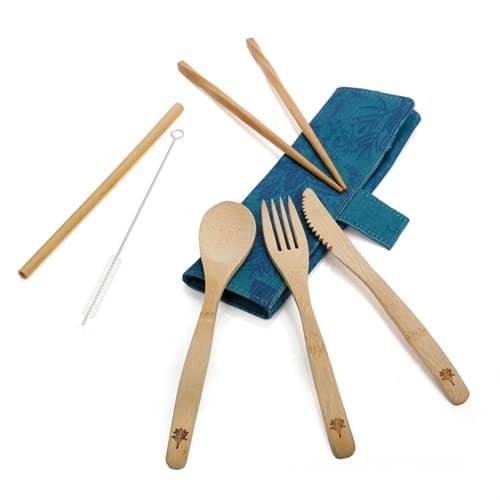 Set de Couverts Bambou Arbre Vert et Beige