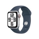 Apple Watch SE (GPS + Cellular) - 2e génération - 40 mm - aluminium argenté - montre intelligente avec bande sport - fluoroélastomère - bleu orage - taille du bracelet : S/M - 32 Go - Wi-Fi, LTE, Bluetooth - 4G - 27.8 g